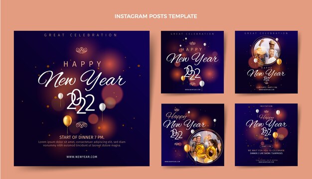 Colecção de postagens de Instagram para o ano novo