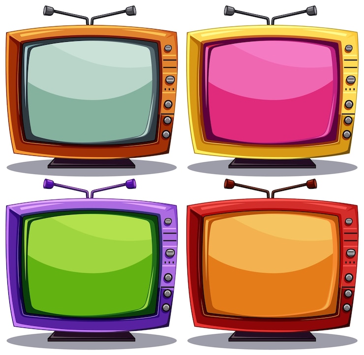 Vetor grátis colecção de televisores retrô coloridos