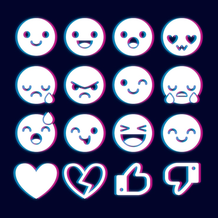 Vetor grátis coleções de emojis glitch