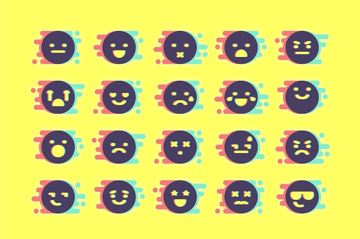 Vetor grátis coleções de emojis glitch