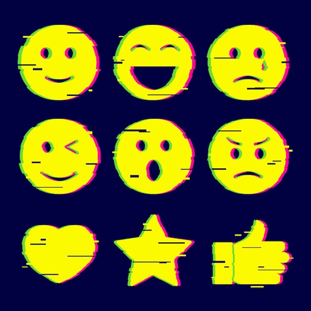 Vetor grátis coleções de emojis glitch