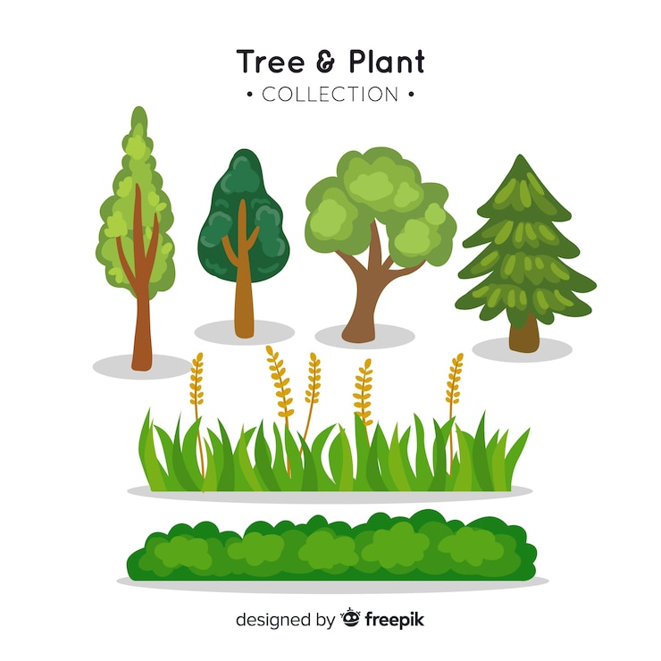 Vetor grátis coleta de árvores e plantas