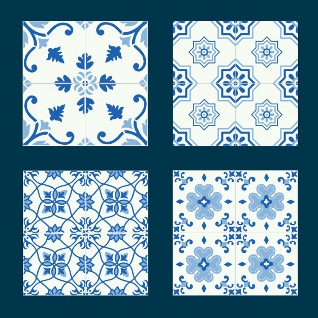 Vetor grátis coleta de azulejos azuis