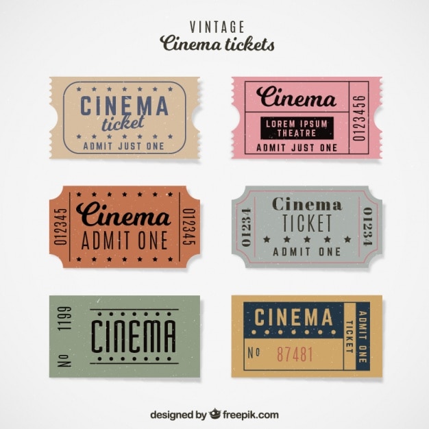 Vetor grátis coleta de bilhete de cinema do vintage