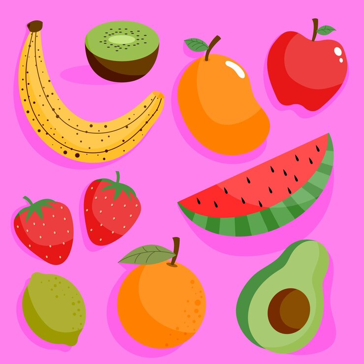 Vetor grátis coleta de deliciosas frutas rasas