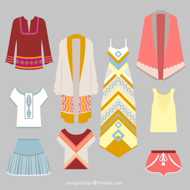 Vetor grátis coleta de roupas étnicas