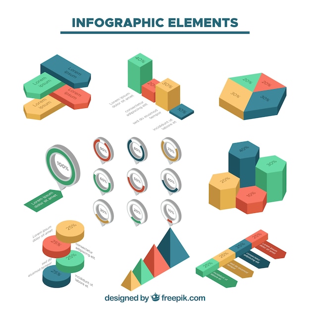 Coleta isométrica de elementos infográficos