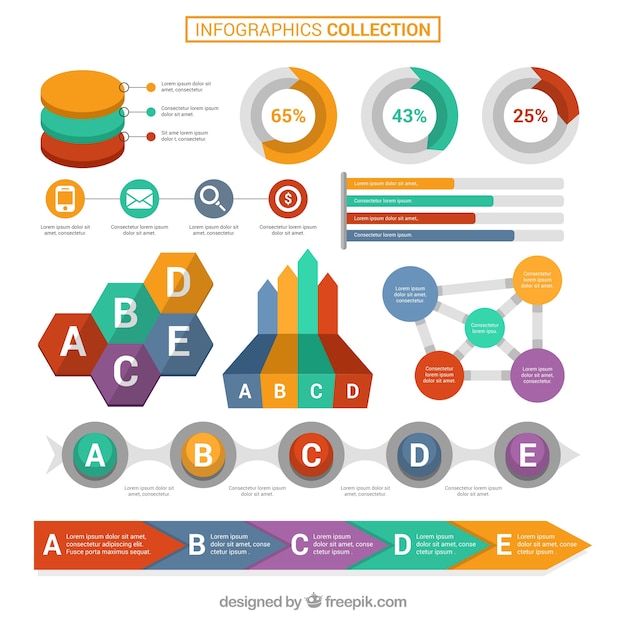 Vetor grátis colorido coleção infográfico