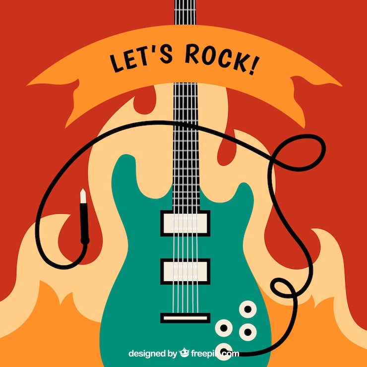 Vetor grátis colorido, fundo, elétrico, guitarra, apartamento, desenho