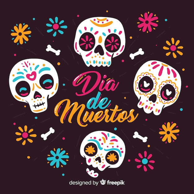 Colorido mão desenhada día de muertos fundo