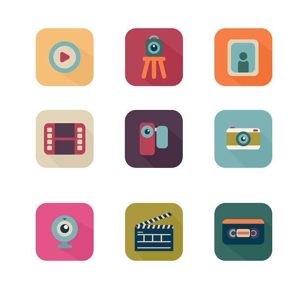 Vetor grátis colorido multimídia icon pack