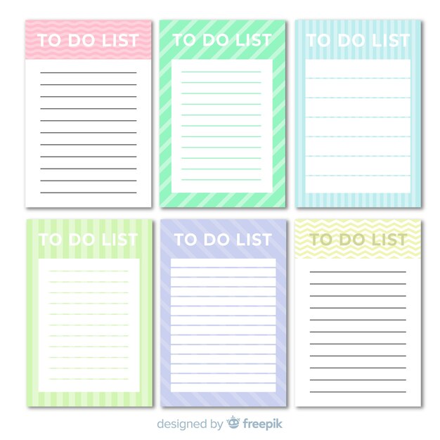 Colorido para fazer a lista de coleção com design plano