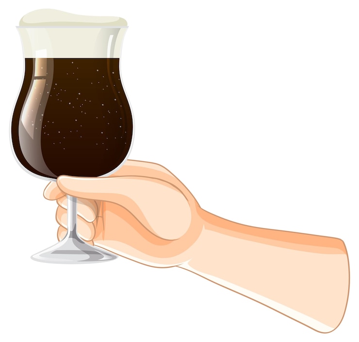 Vetor grátis com um copo de stout na mão