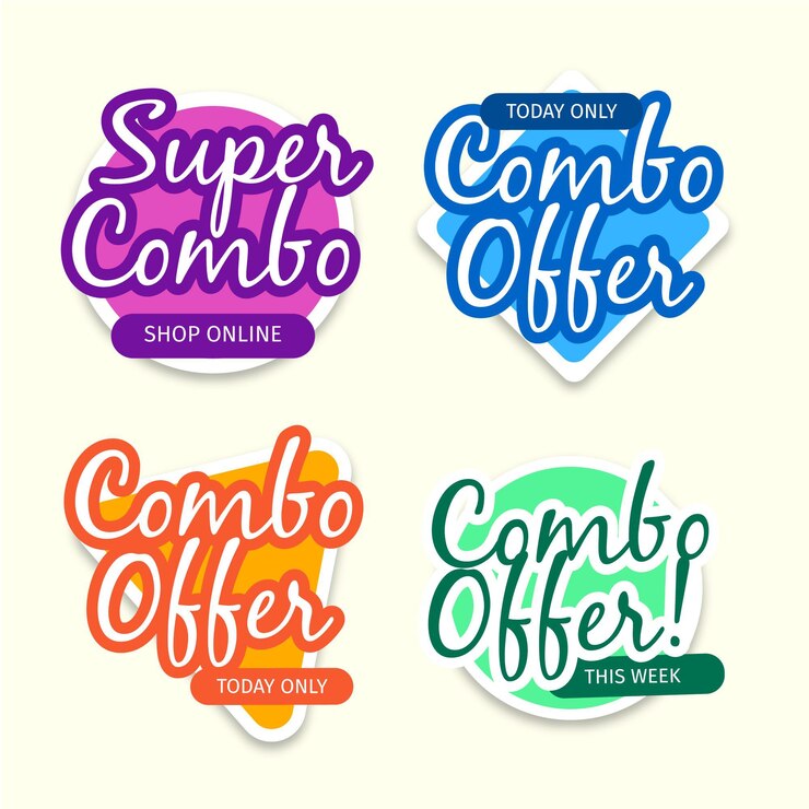 Vetor grátis combo oferece conceito de rótulos