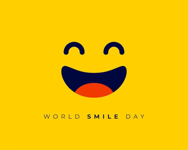 Vetor grátis comemore o evento do dia mundial do sorriso com vetor de fundo de rosto de desenho animado rindo