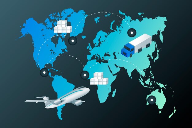 Comércio internacional desenhado à mão