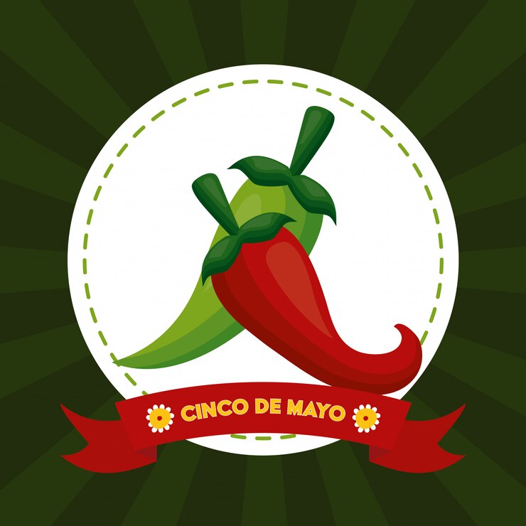 Vetor grátis comida de pimenta, cinco de maio, ilustração de méxico