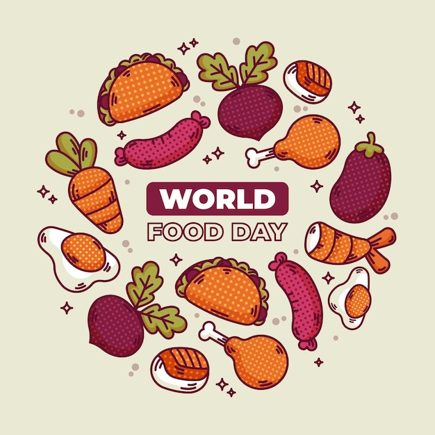 Vetor grátis comida deliciosa para o dia mundial da comida