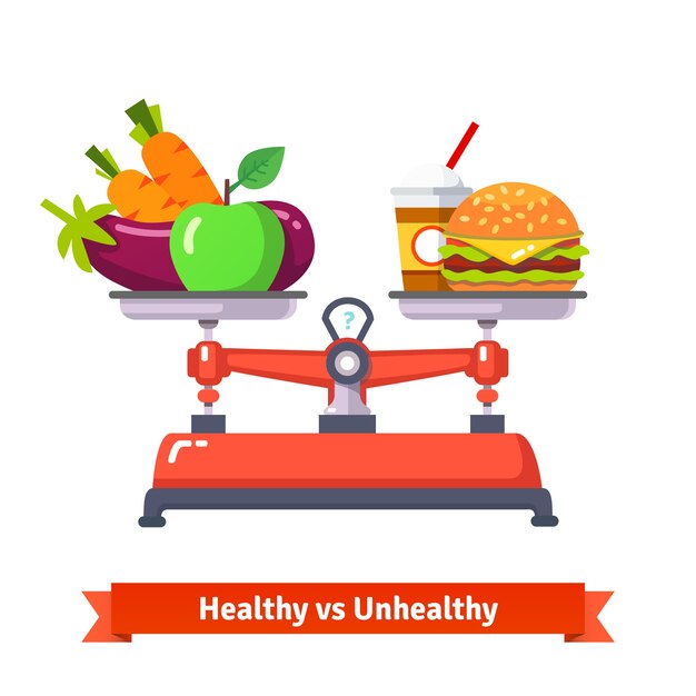 Comida saudável versus comida insalubre