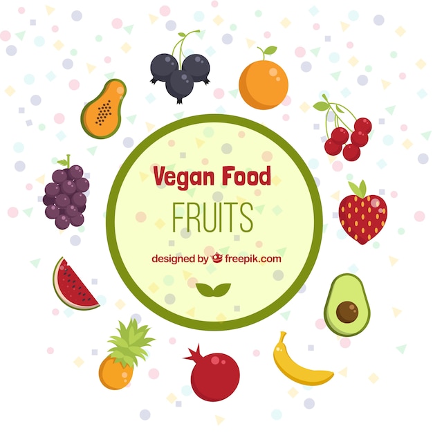 Vetor grátis comida vegan e frutas