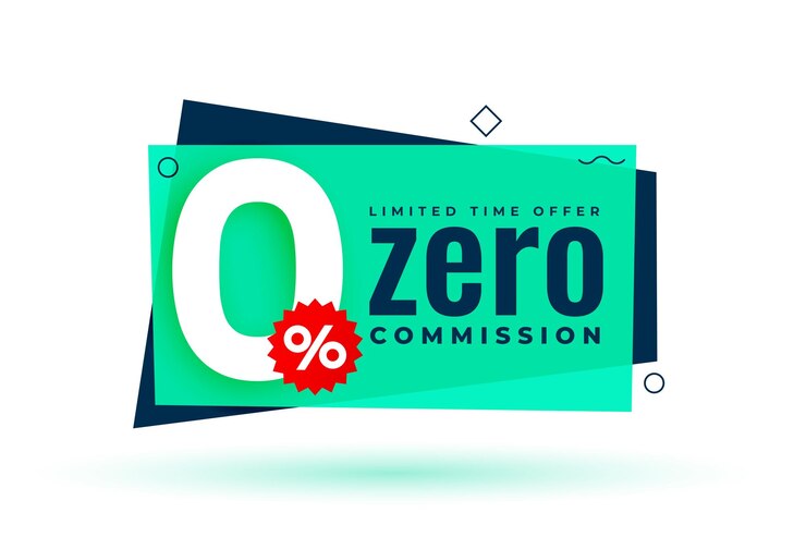 Vetor grátis comissão de zero por cento ou oferta de serviço gratuito design de fundo