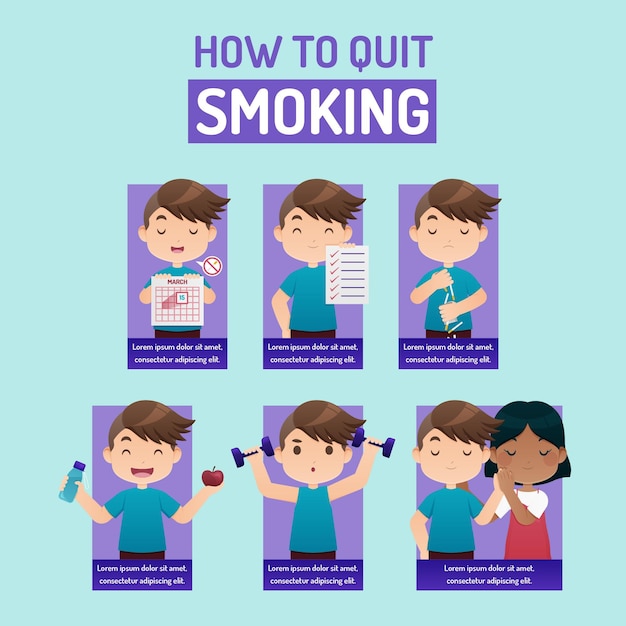 Vetor grátis como parar de fumar - infográfico