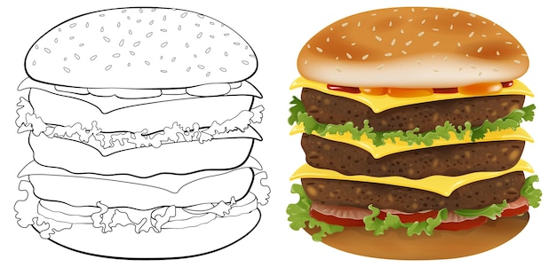 Comparação ilustrativa de hambúrgueres deliciosos