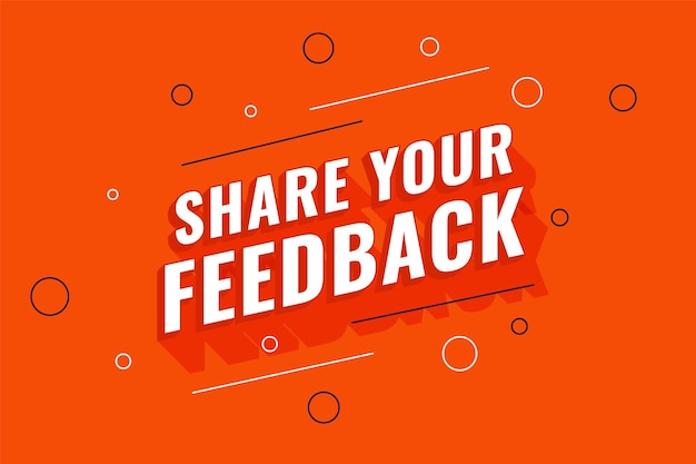 Vetor grátis compartilhe seu feedback fundo laranja