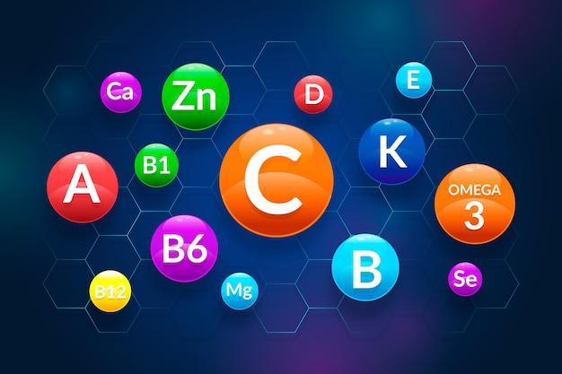 Vetor grátis complexo de vitaminas e minerais