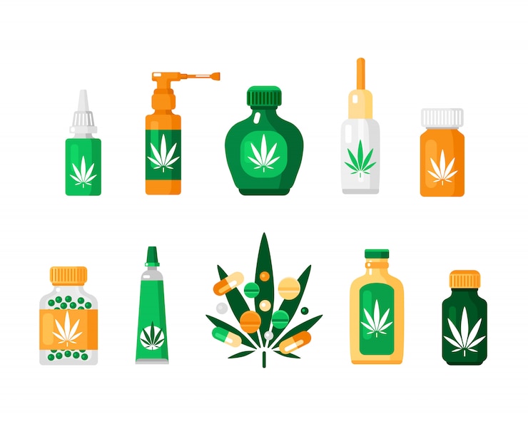 Vetor grátis composição cannabis farmácia