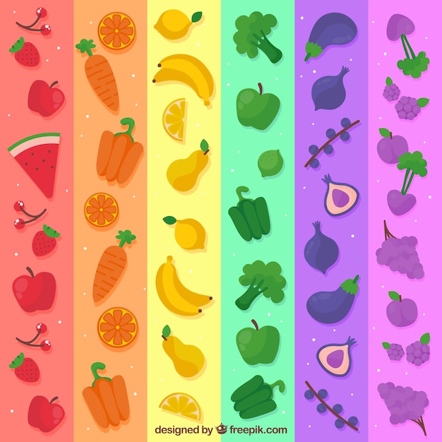 Vetor grátis composição colorida com comida saudável