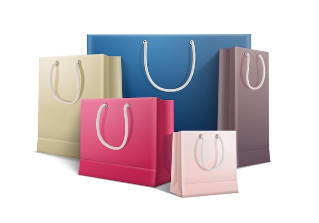 Vetor grátis composição colorida realista de sacola de compras