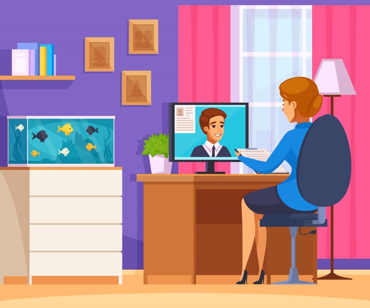Vetor grátis composição da entrevista de emprego on-line