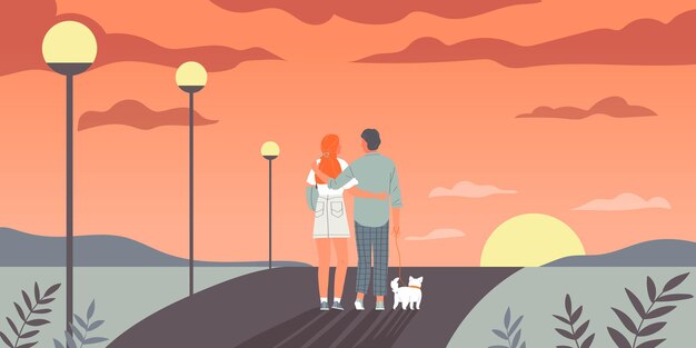 Composição de cachorro ambulante de casal