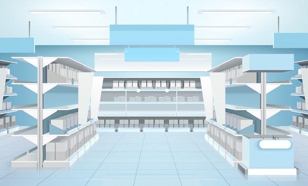 Vetor grátis composição de design de interiores de supermercado