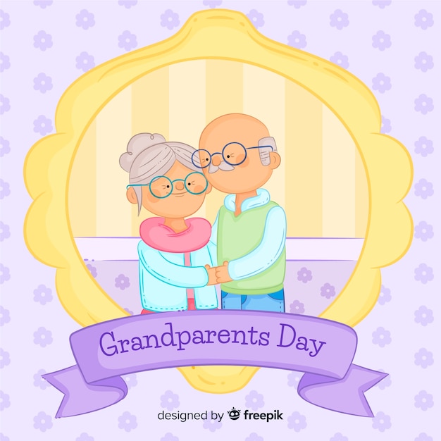 Vetor grátis composição de dia de mão desenhada dos avós