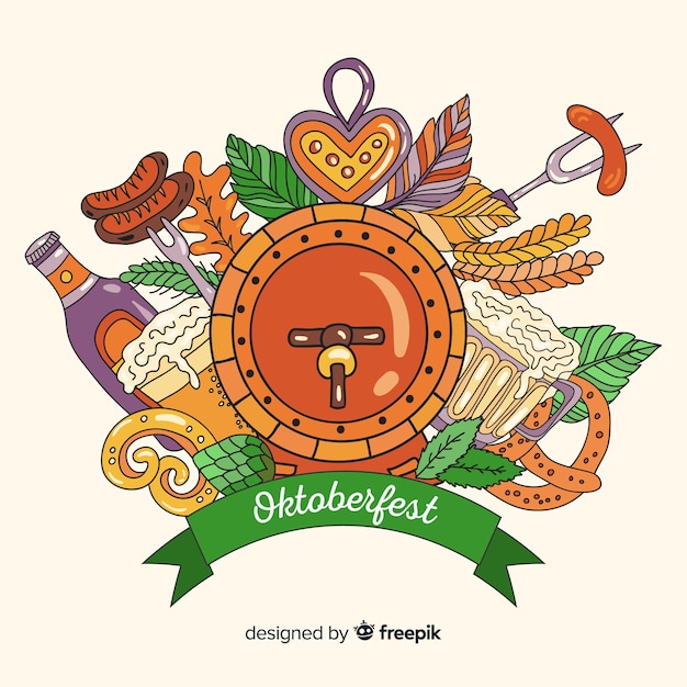 Composição de oktoberfest desenhada mão clássico