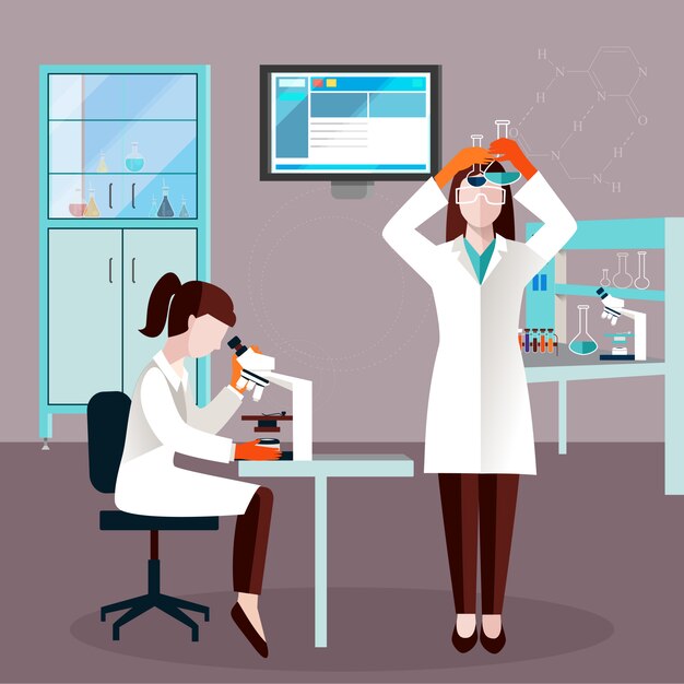 Composição de pessoas plana cientistas