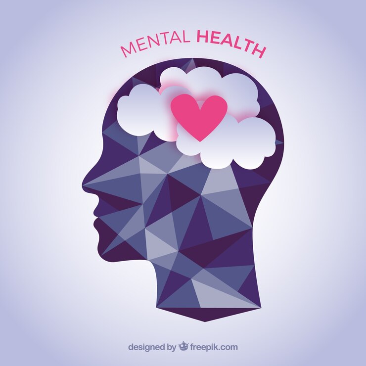 Vetor grátis composição de saúde mental com design plano