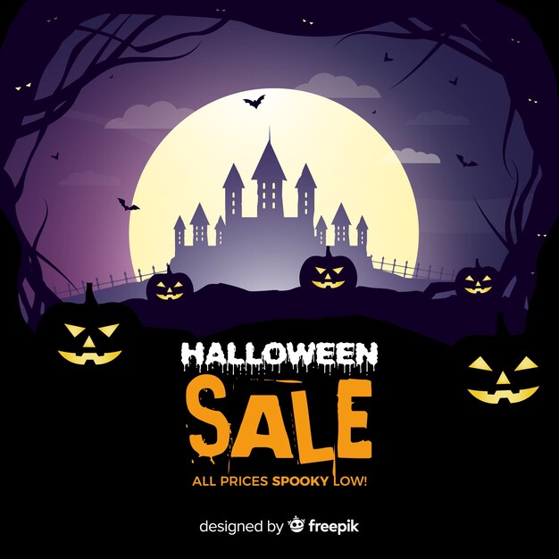 Composição de venda assustador halloween com design plano