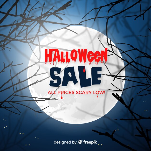 Vetor grátis composição de venda assustador halloween com design realista