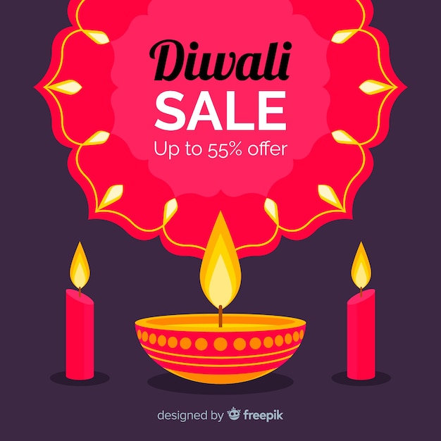 Composição de venda diwali colorido com design plano