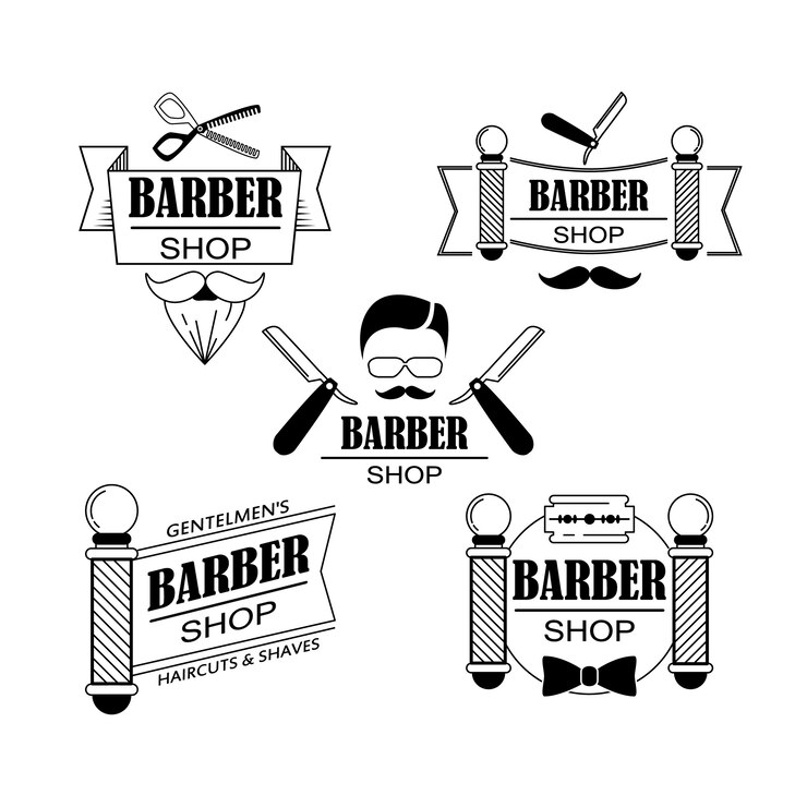 Vetor grátis composição do conjunto de ícones para a barbearia.