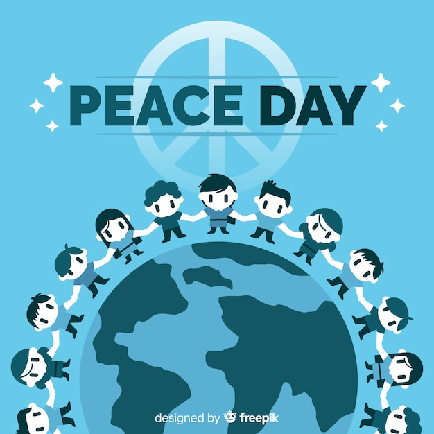Composição do dia da paz com as crianças de mãos dadas ao redor do mundo
