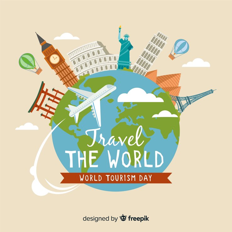 Vetor grátis composição do dia mundial do turismo moderno com design plano
