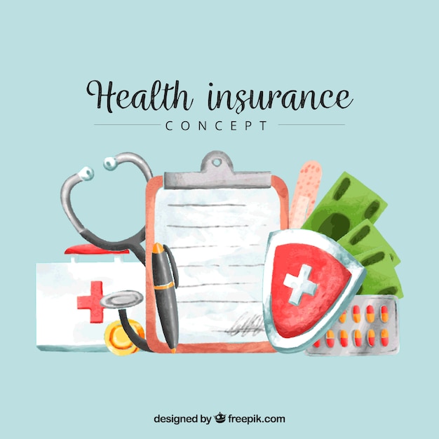 Vetor grátis composição do seguro de saúde aquarela