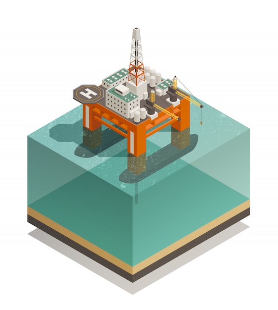 Vetor grátis composição isométrica da indústria de produção de petróleo