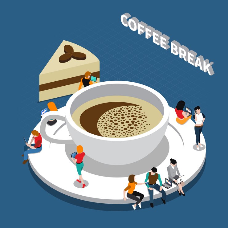 Vetor grátis composição isométrica de coffee break