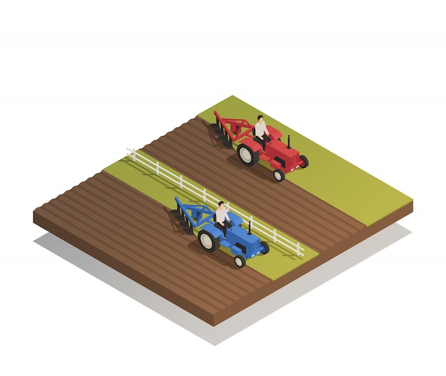 Composição isométrica de máquinas agrícolas de fazenda