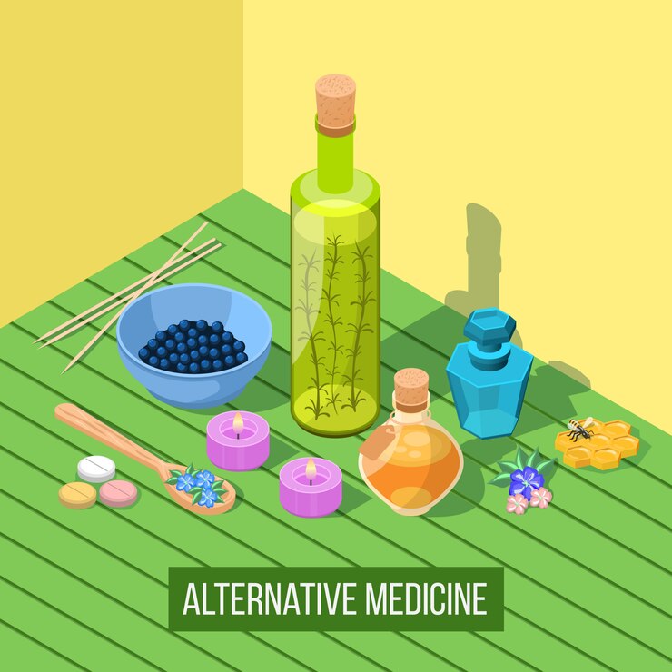 Vetor grátis composição isométrica de medicina alternativa